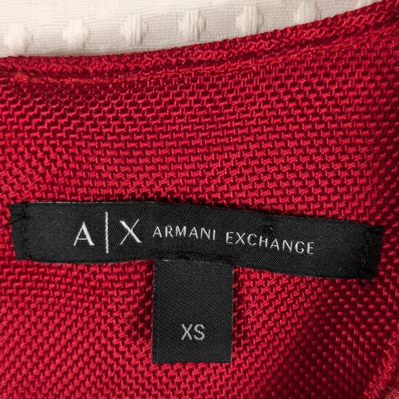 Armani Exchange XS Red Boucle Textured Short Sleeve Top Womens Blouse AX - Picture 2 of 5